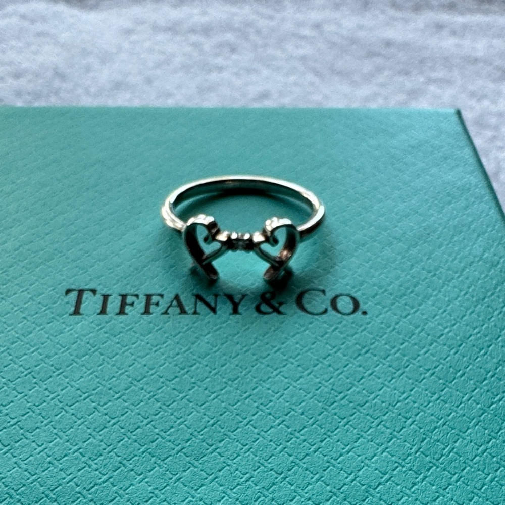 Tiffany & Co. Silver Paloma Picasso Double Loving Heart Ring.